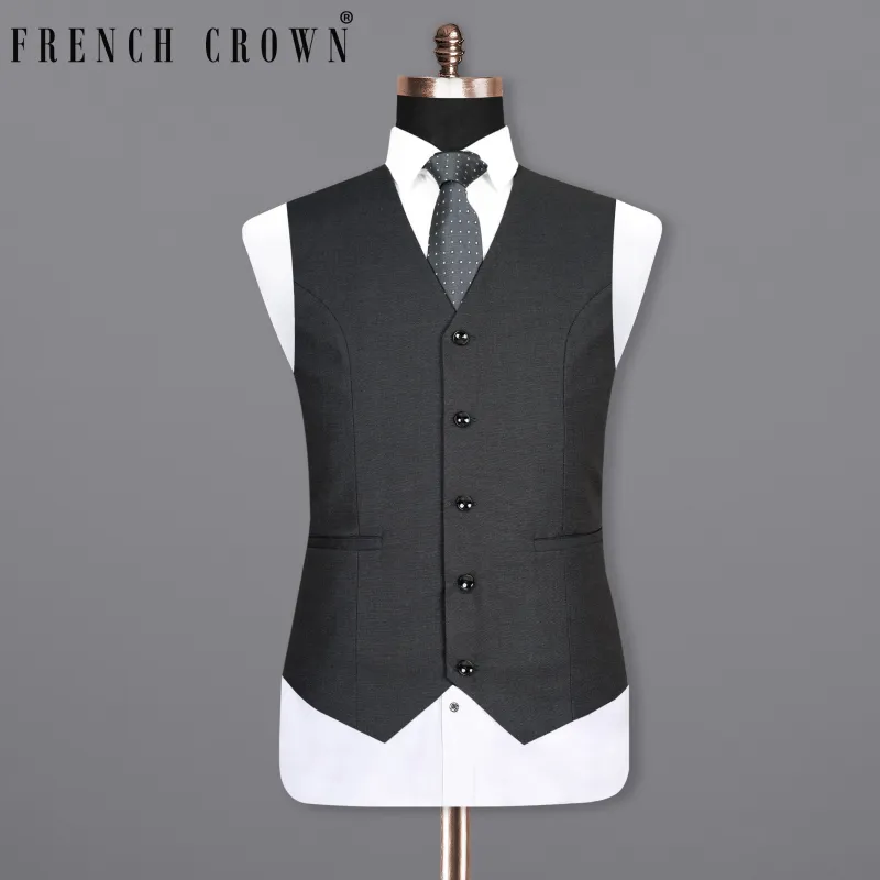 Ebony Grey Premium Cotton Waistcoat sold by French Crown