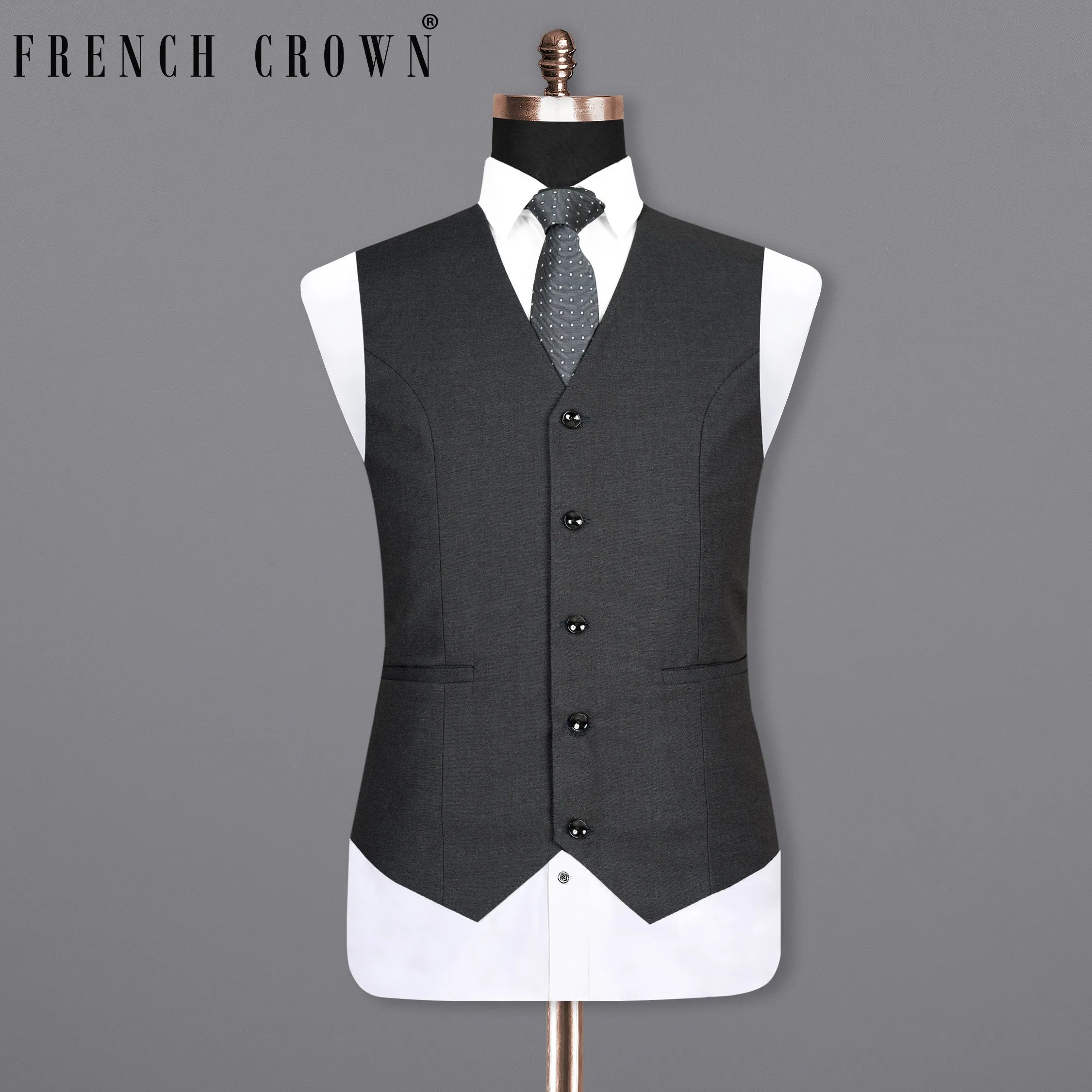 Ebony Grey Premium Cotton Waistcoat sold by French Crown