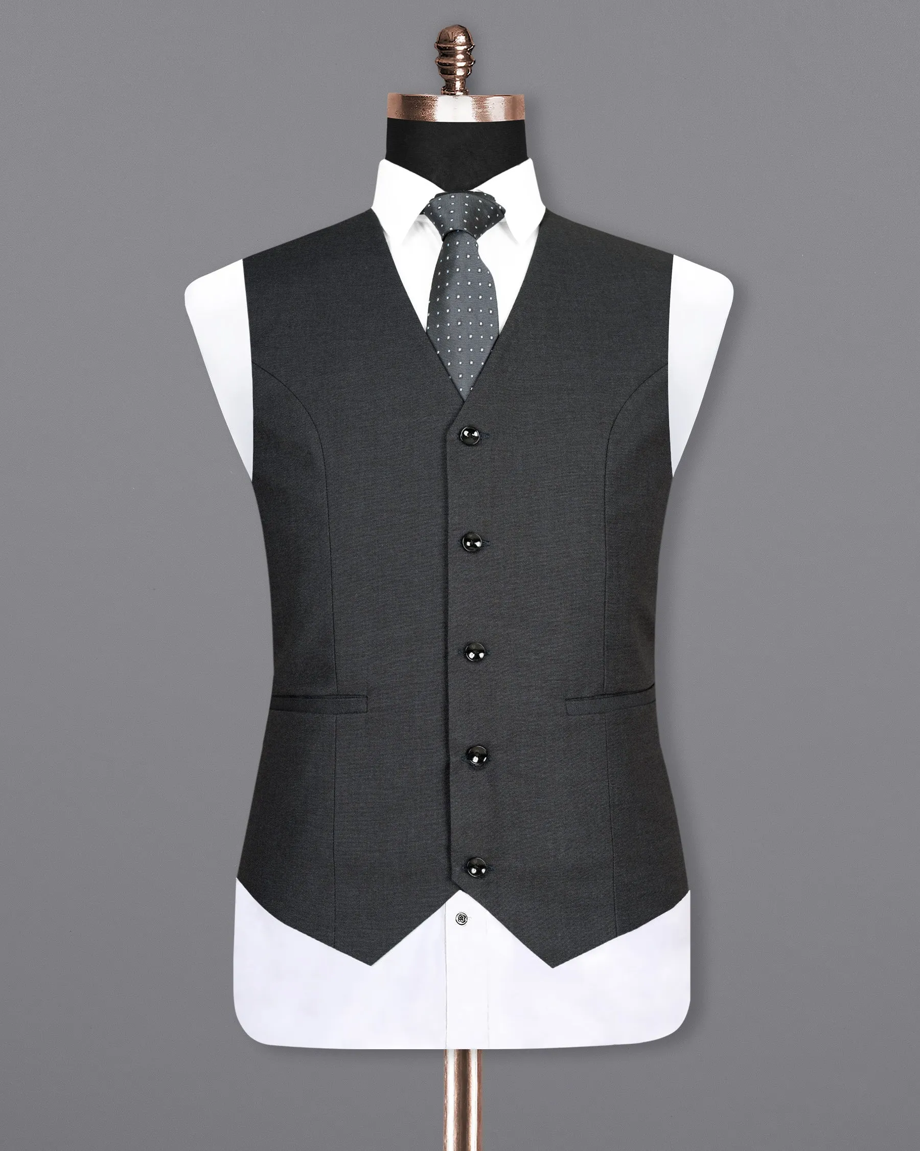 Ebony Grey Premium Cotton Waistcoat sold by French Crown product image thumbnail 2