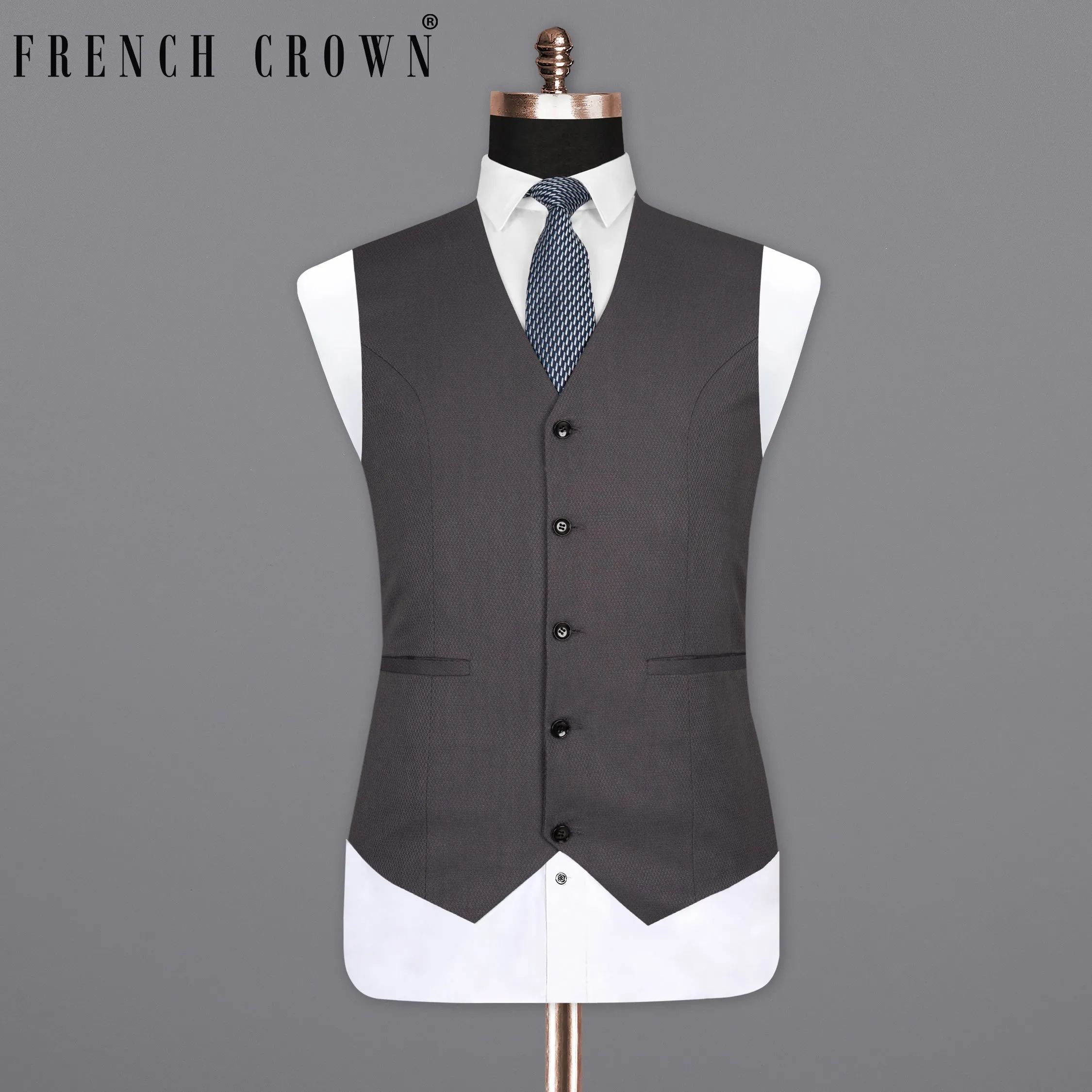 Dune Grey Wool Rich Waistcoat sold by French Crown