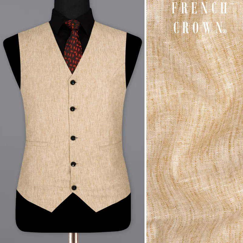 Cream Luxurious Linen Waistcoat sold by French Crown