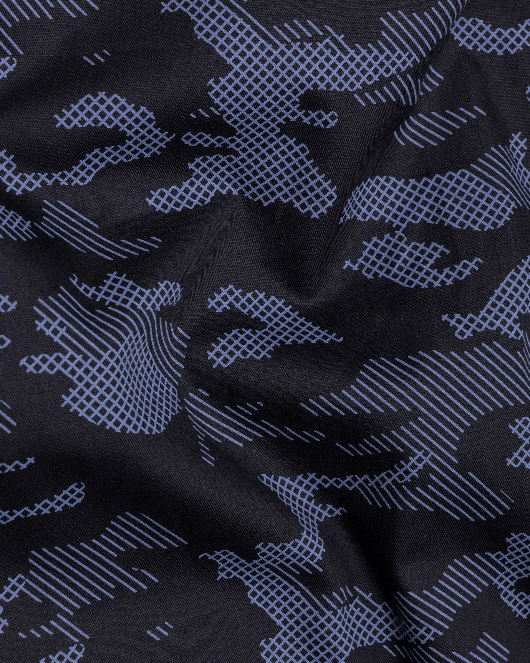 Cinder Black with Waikawa Blue Camo Printed Premium Satin Shirt sold by French Crown product image thumbnail 2