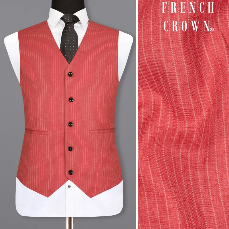 Chestnut Rose Woolrich Striped Waistcoat sold by French Crown