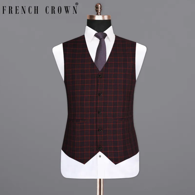 Castro and Well-Read windowpane Premium Cotton Waistcoat sold by French Crown