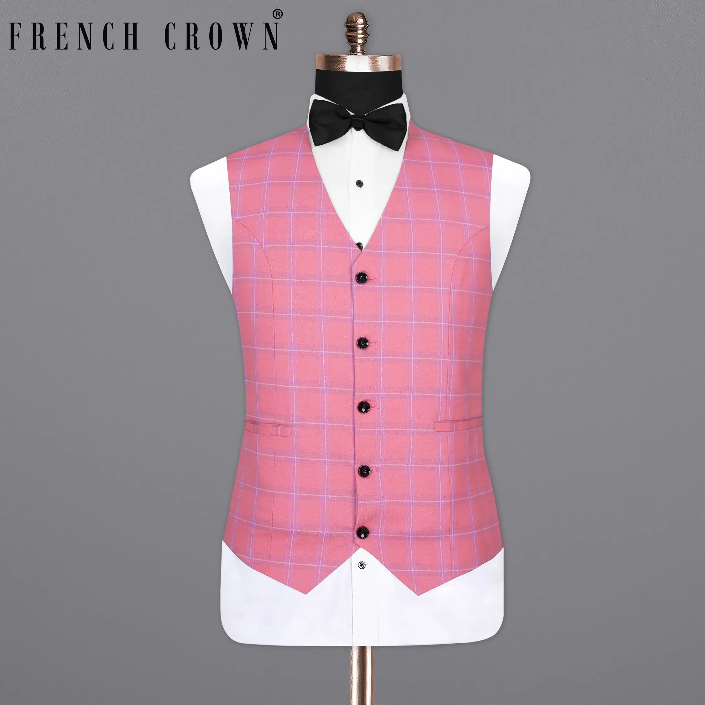 Wewak Pink Windowpane Woolrich Waistcoat sold by French Crown