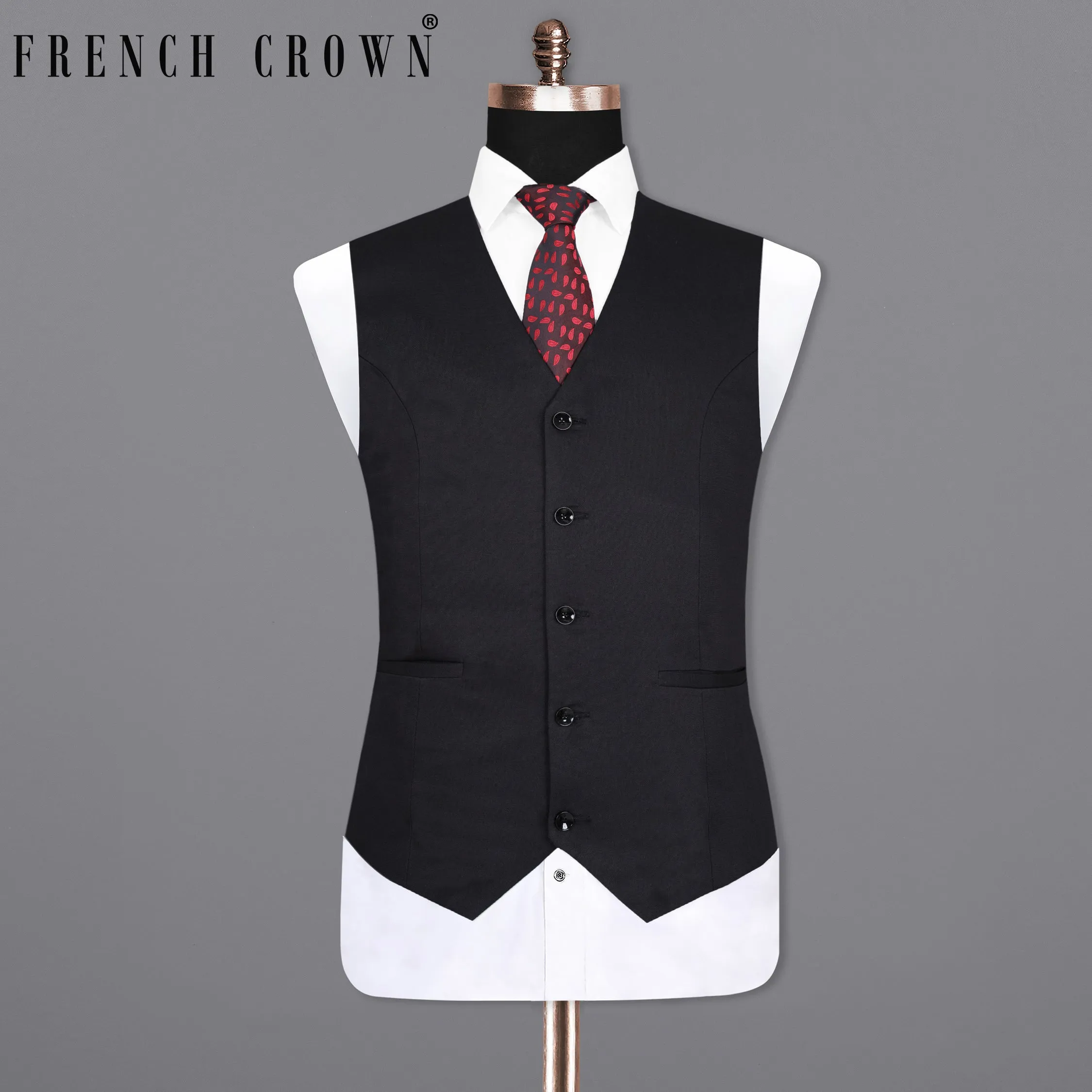 Vulcan Black Premium Cotton Waistcoat sold by French Crown