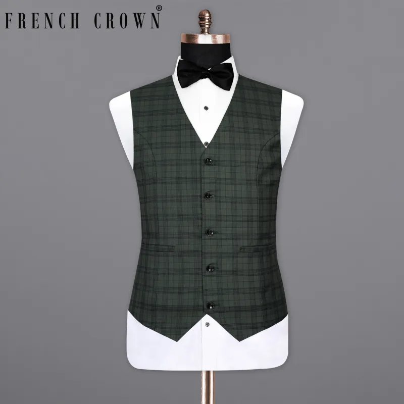 Timber Green Plaid Wool Rich Waistcoat sold by French Crown