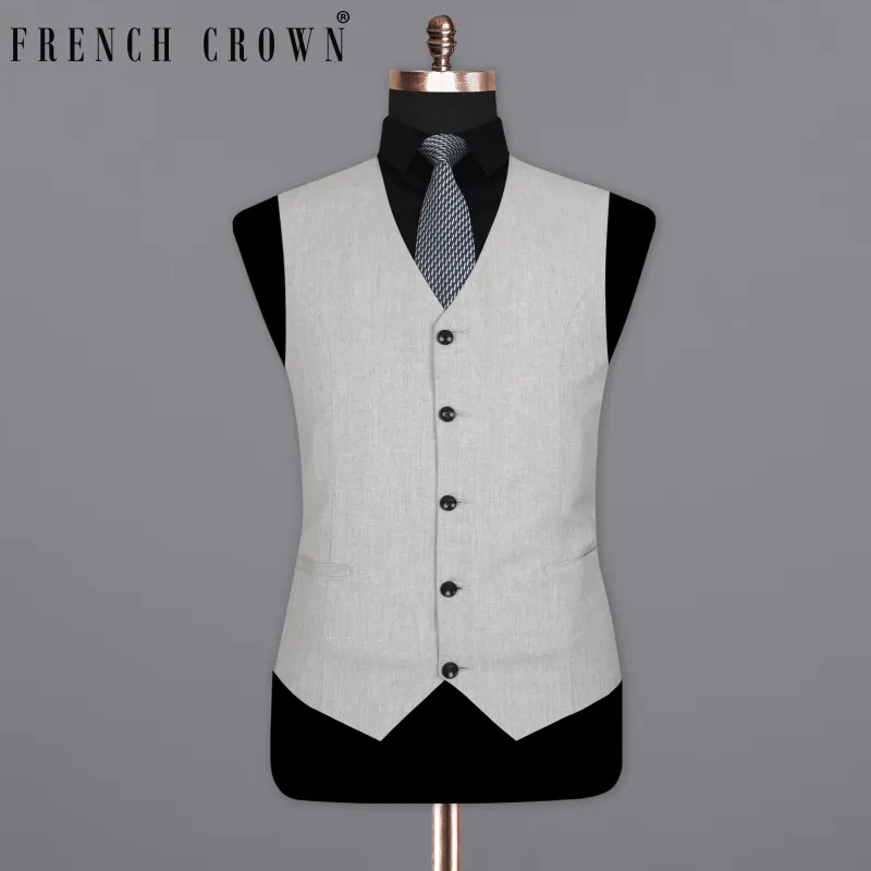 Pumice Grey Wool Rich Waistcoat sold by French Crown