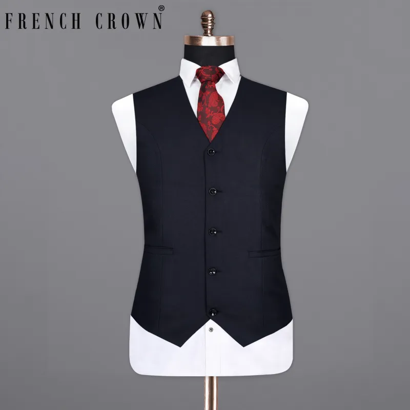 Dark Blue Wool Rich Waistcoat sold by French Crown