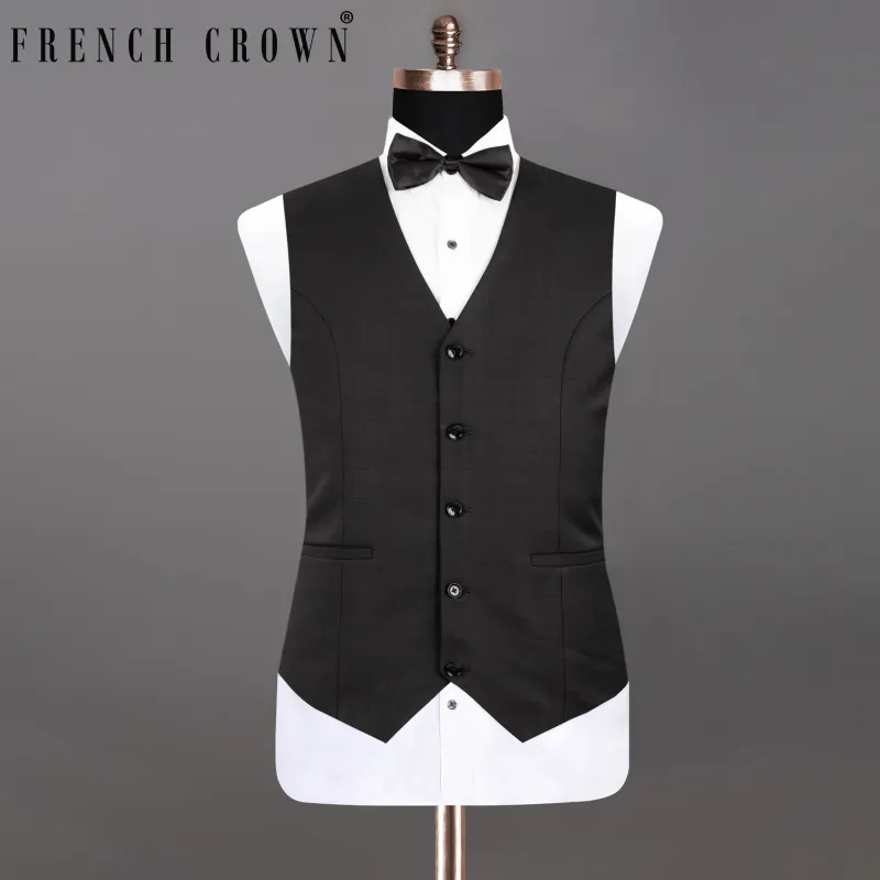 Zeus Black Subtle Plaid Woolrich Waistcoat made by French Crown