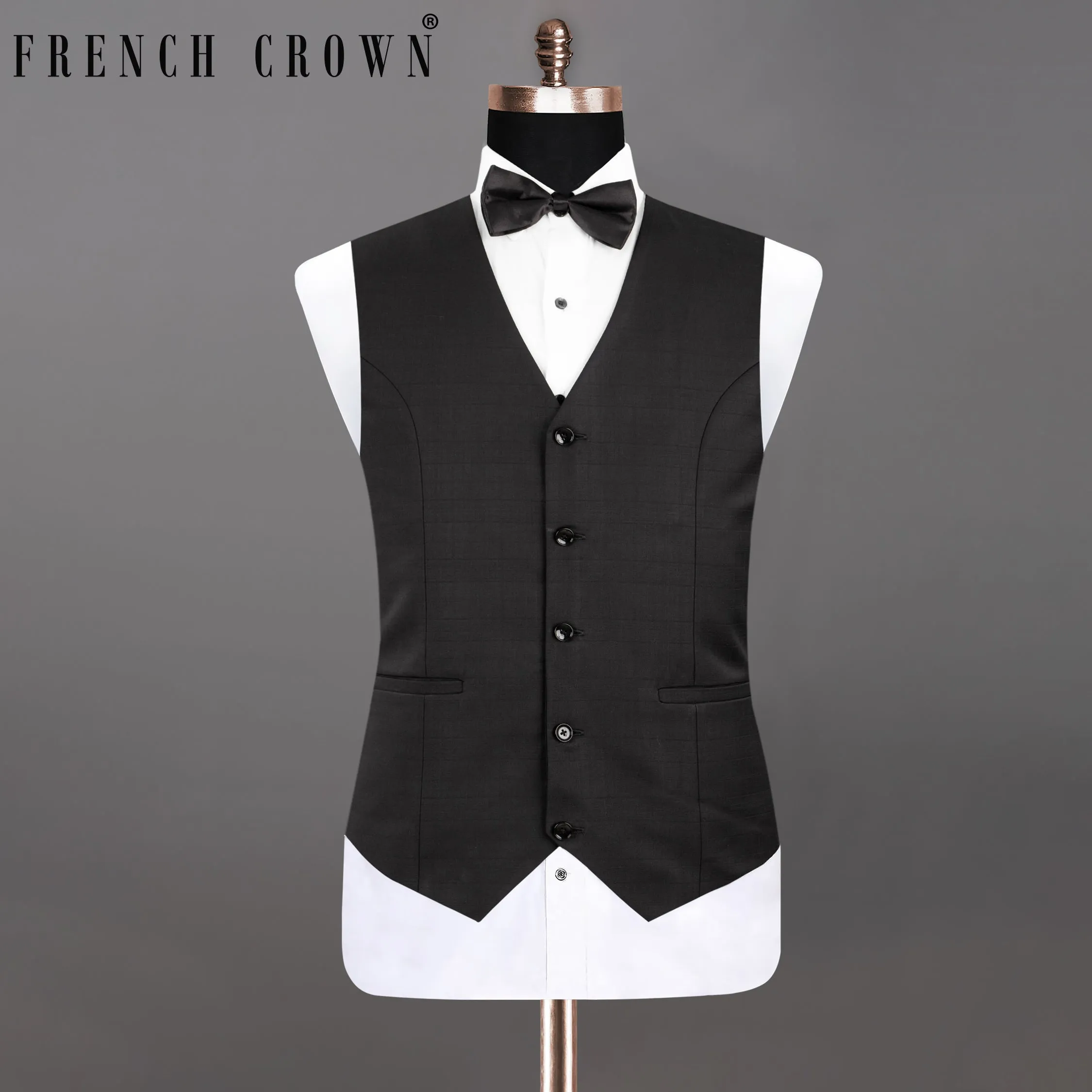 Zeus Black Subtle Plaid Woolrich Waistcoat sold by French Crown