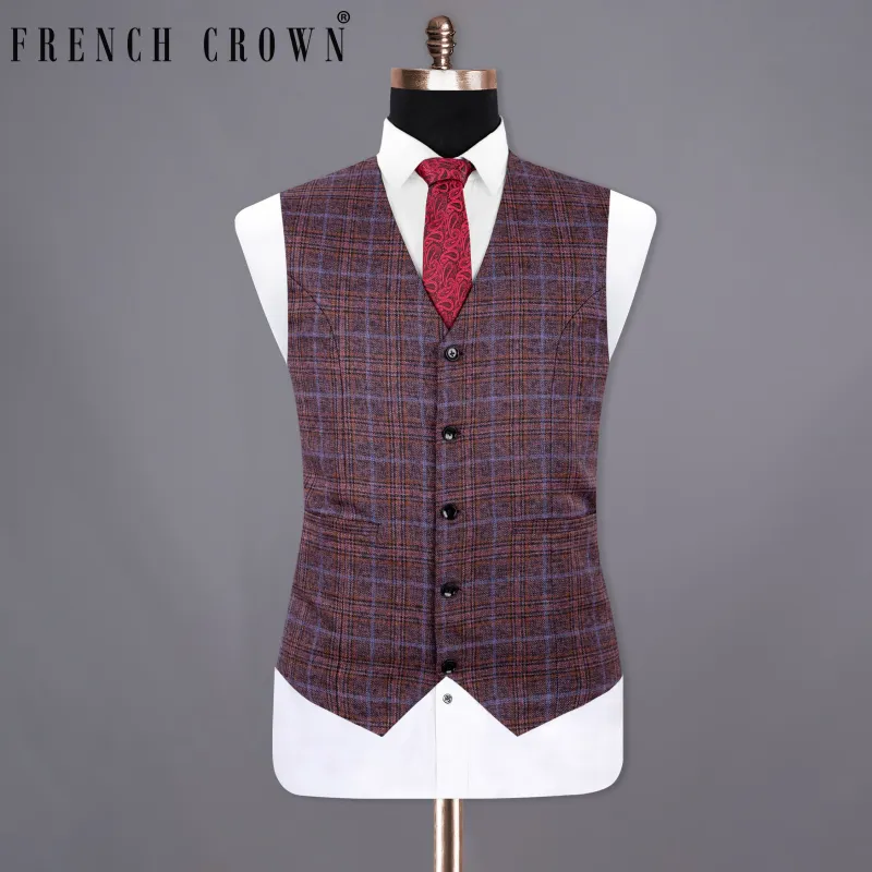 Old Copper Colorful Plaid Wool Rich Waistcoat sold by French Crown