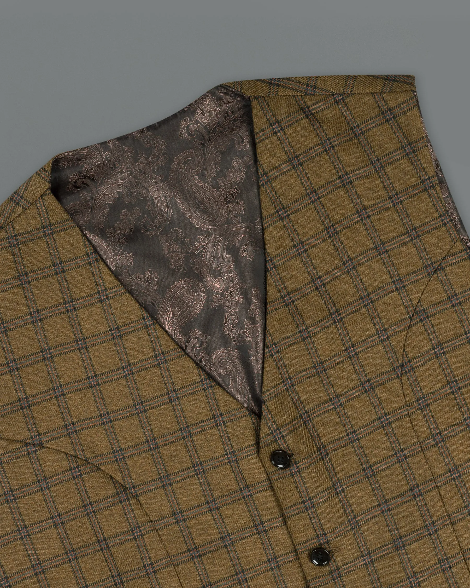 Milbrook Brown Plaid Wool Rich Waistcoat sold by French Crown product image thumbnail 4