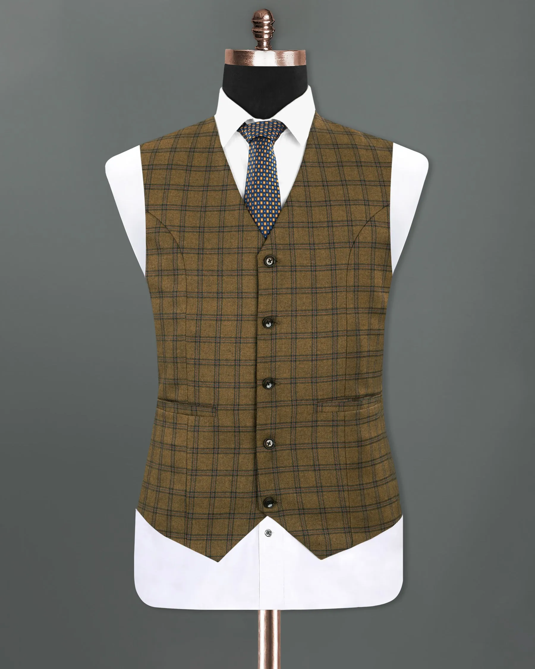Milbrook Brown Plaid Wool Rich Waistcoat sold by French Crown product image thumbnail 2