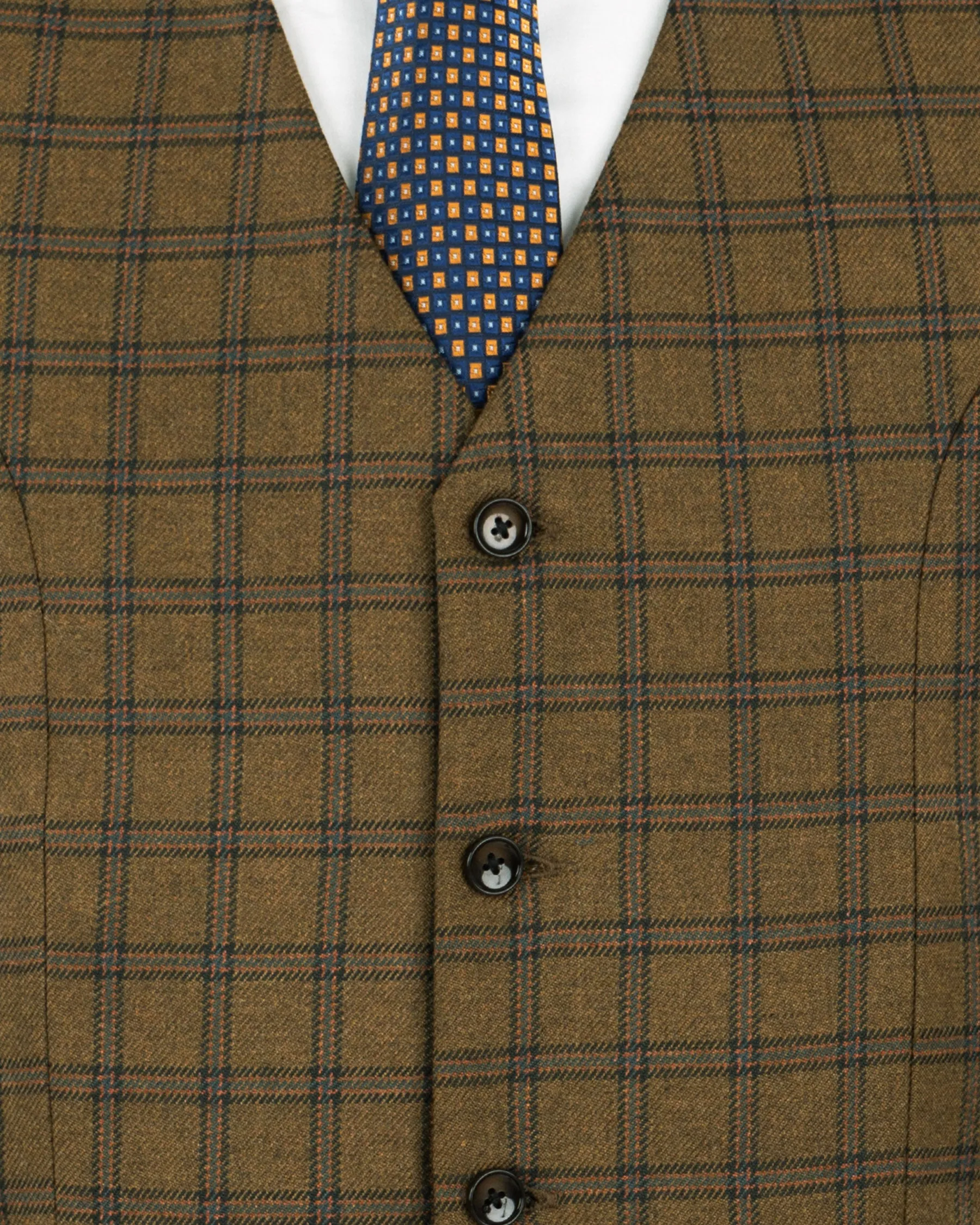 Milbrook Brown Plaid Wool Rich Waistcoat sold by French Crown product image thumbnail 5