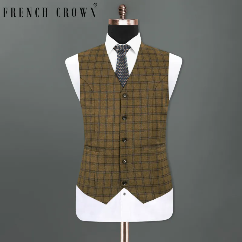 Milbrook Brown Plaid Wool Rich Waistcoat made by French Crown
