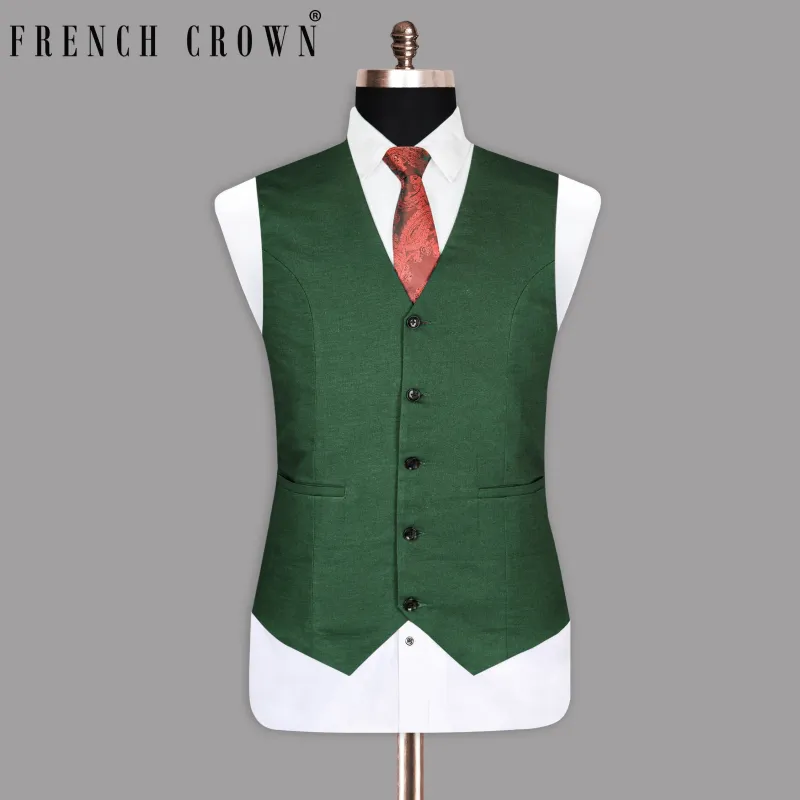 Lunar Green Luxurious Linen Waistcoat sold by French Crown