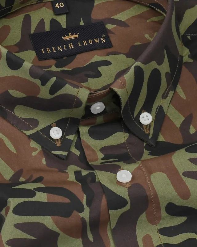 Camouflage Button-Down Premium Cotton Shirt sold by French Crown