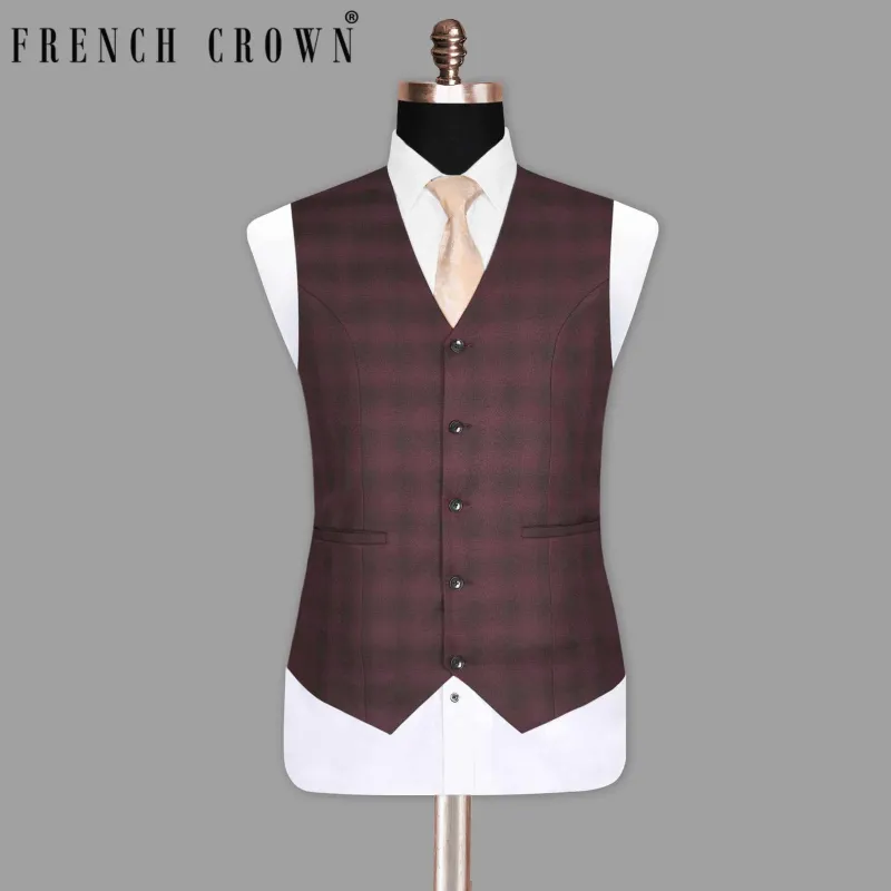 Tawny Port Maroon Plaid Waistcoat sold by French Crown