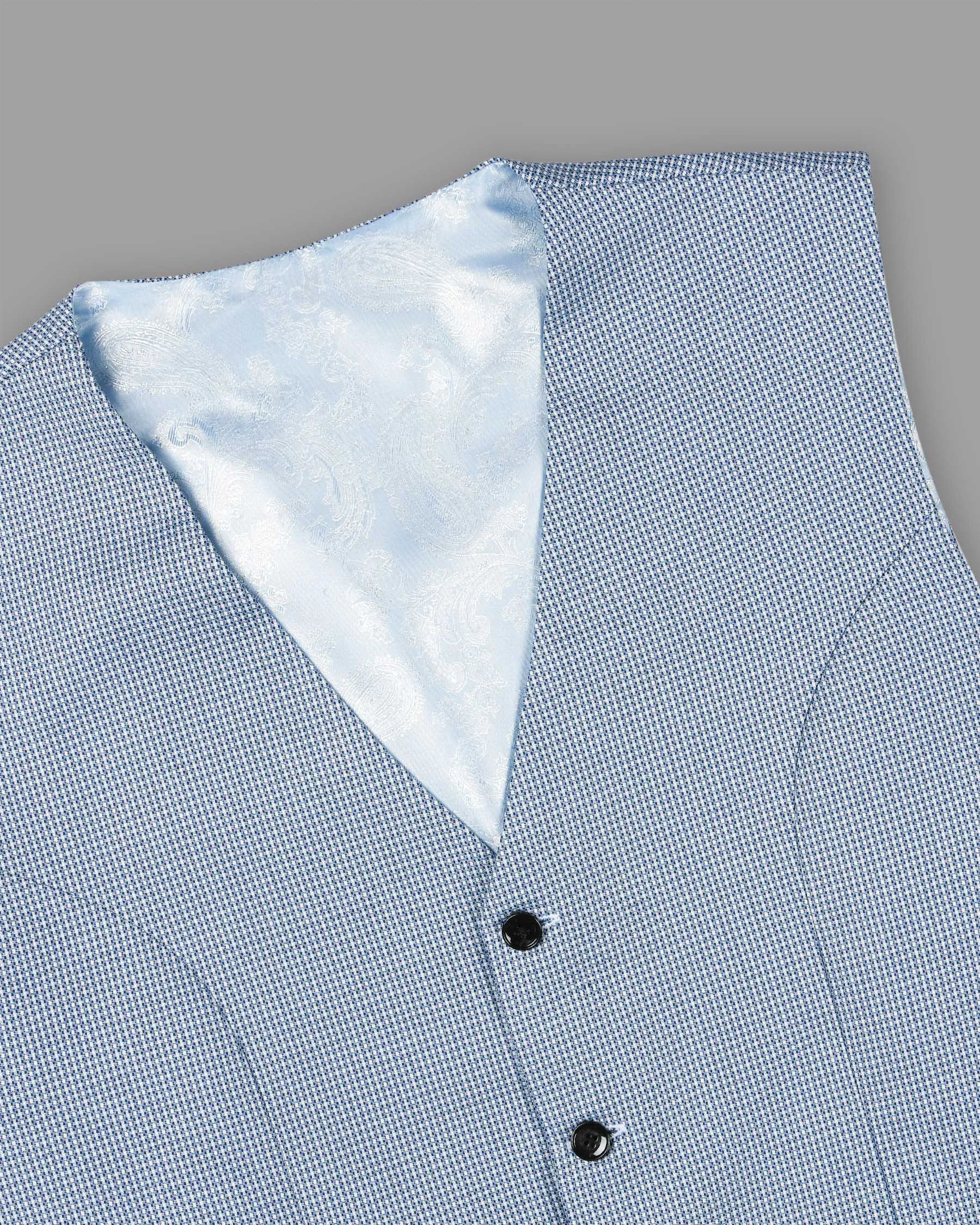Sky Micro Textured Wool Blend Waistcoat sold by French Crown product image thumbnail 2