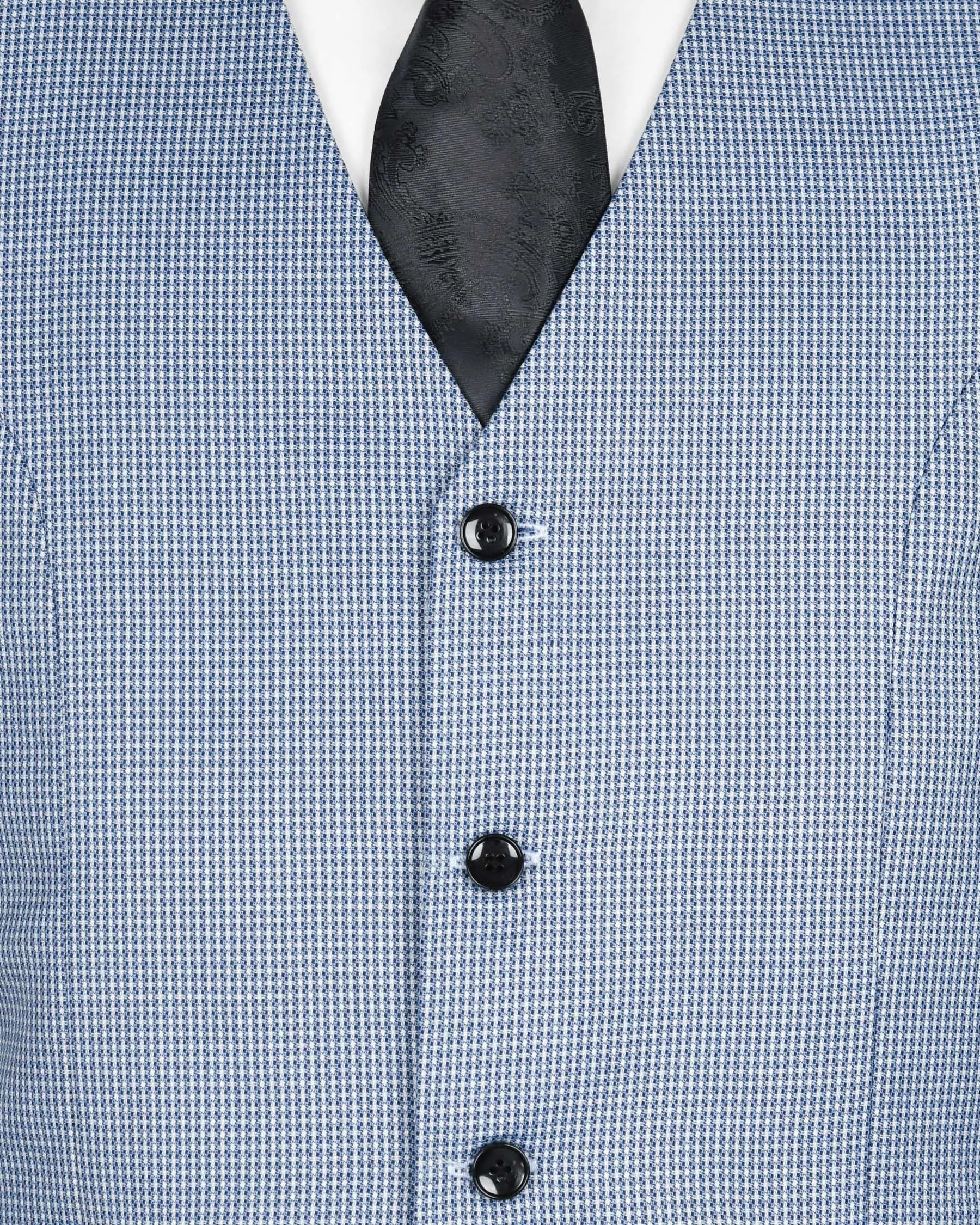 Sky Micro Textured Wool Blend Waistcoat sold by French Crown product image thumbnail 5