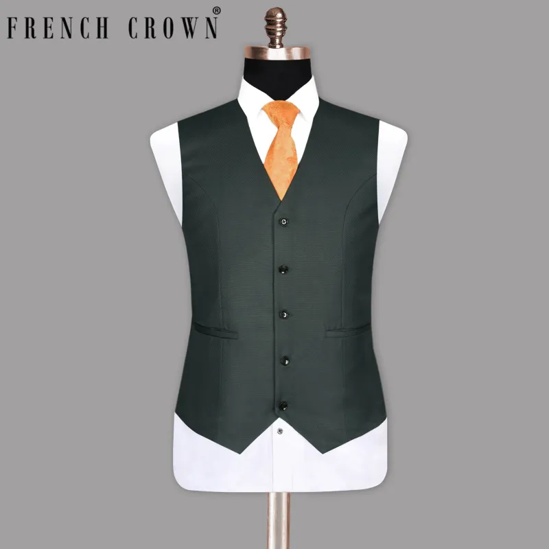 Sage Green Subtle Diamond Textured Waistcoat sold by French Crown