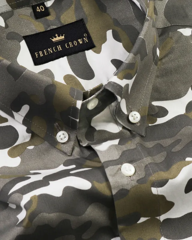 Military Camouflage Print Royal Oxford Shirt sold by French Crown