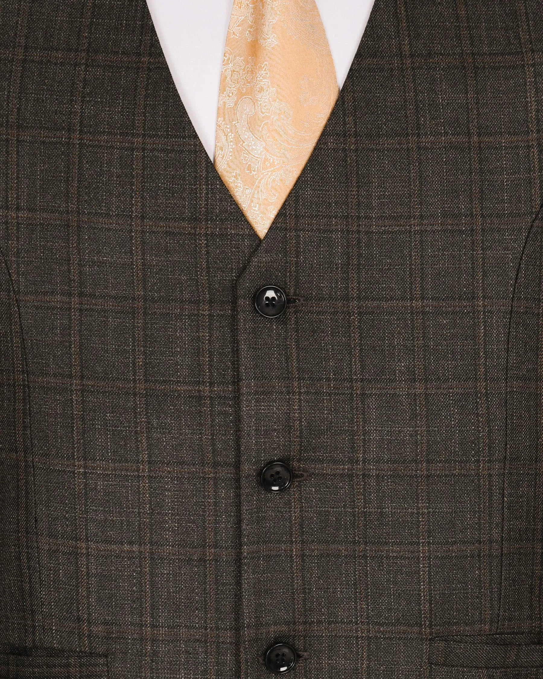 Merlin Brown Subtle Windowpane Waistcoat sold by French Crown product image thumbnail 5