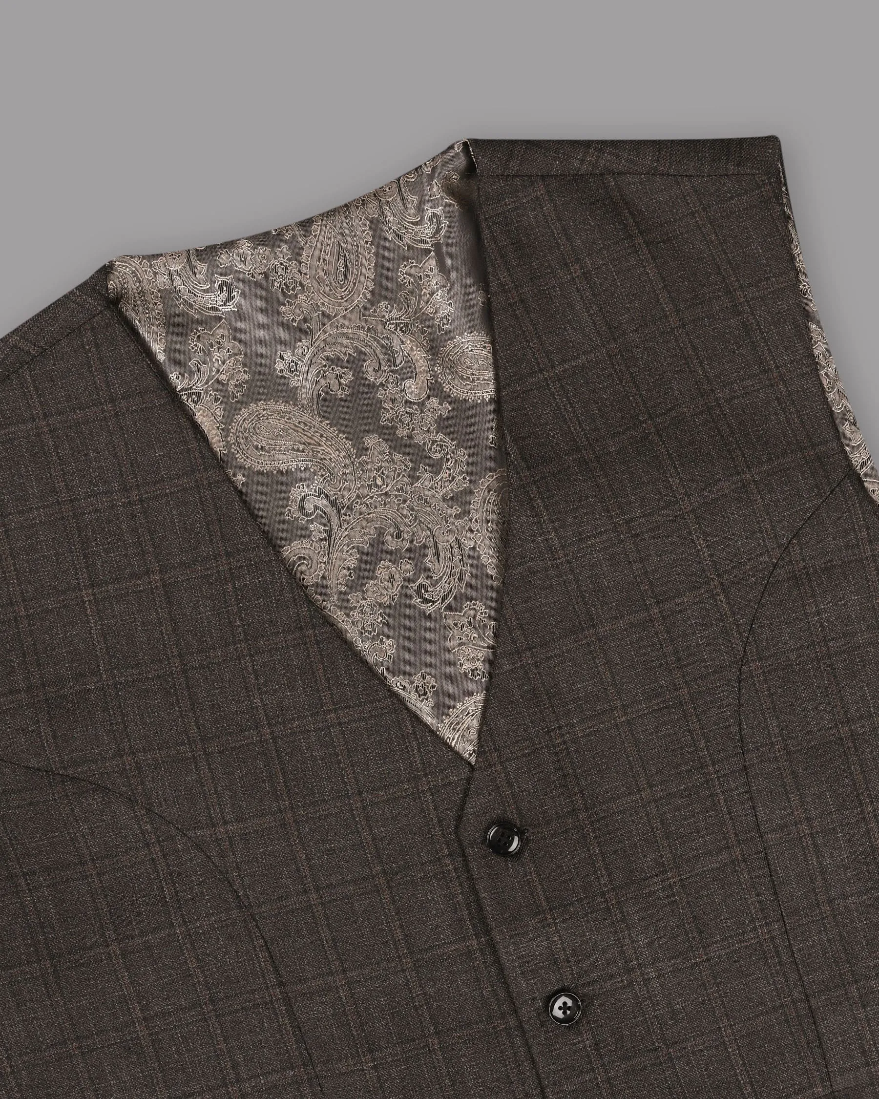 Merlin Brown Subtle Windowpane Waistcoat sold by French Crown product image thumbnail 4