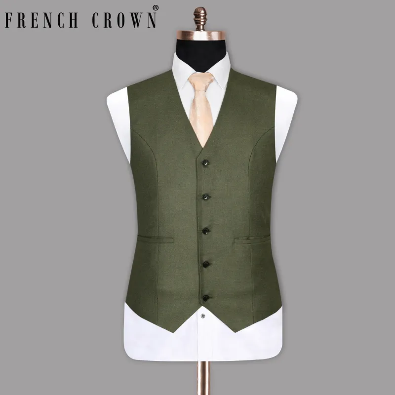 Fuscous Green Textured Waistcoat sold by French Crown