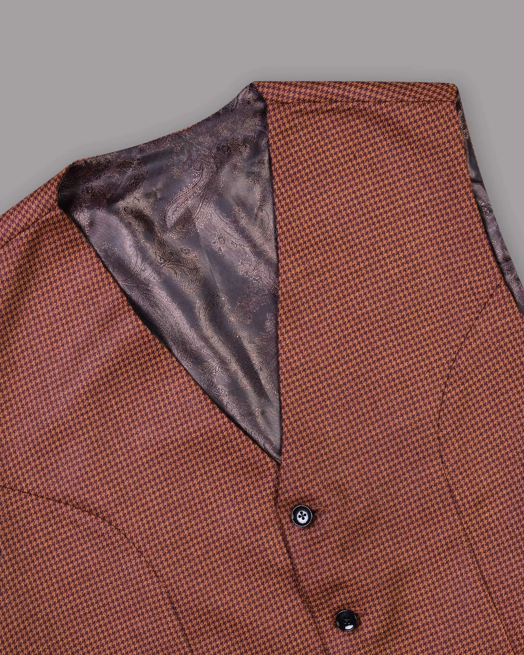 Flame Pea with Purple Houndstooth Textured Waistcoat sold by French Crown product image thumbnail 4