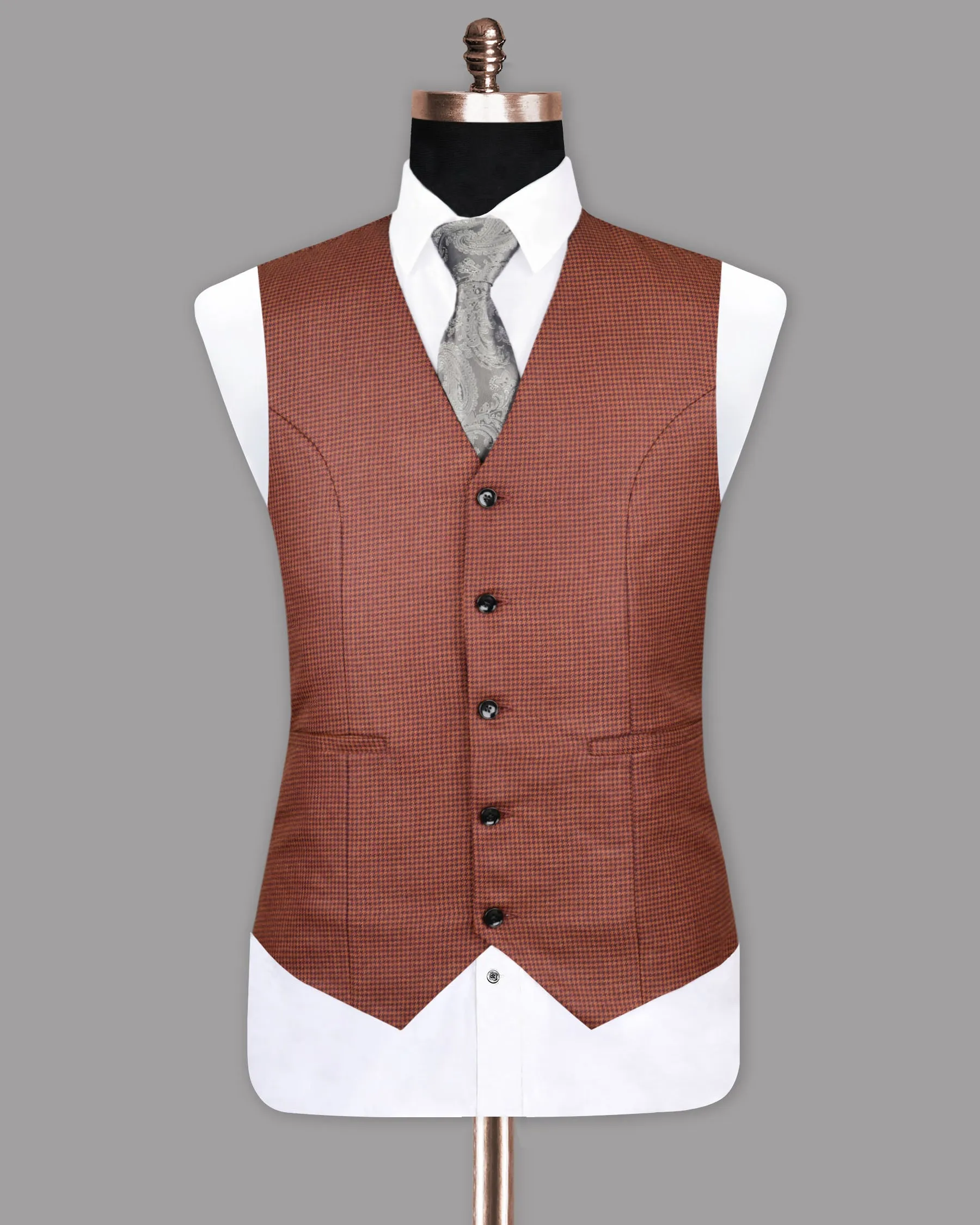 Flame Pea with Purple Houndstooth Textured Waistcoat sold by French Crown product image thumbnail 2