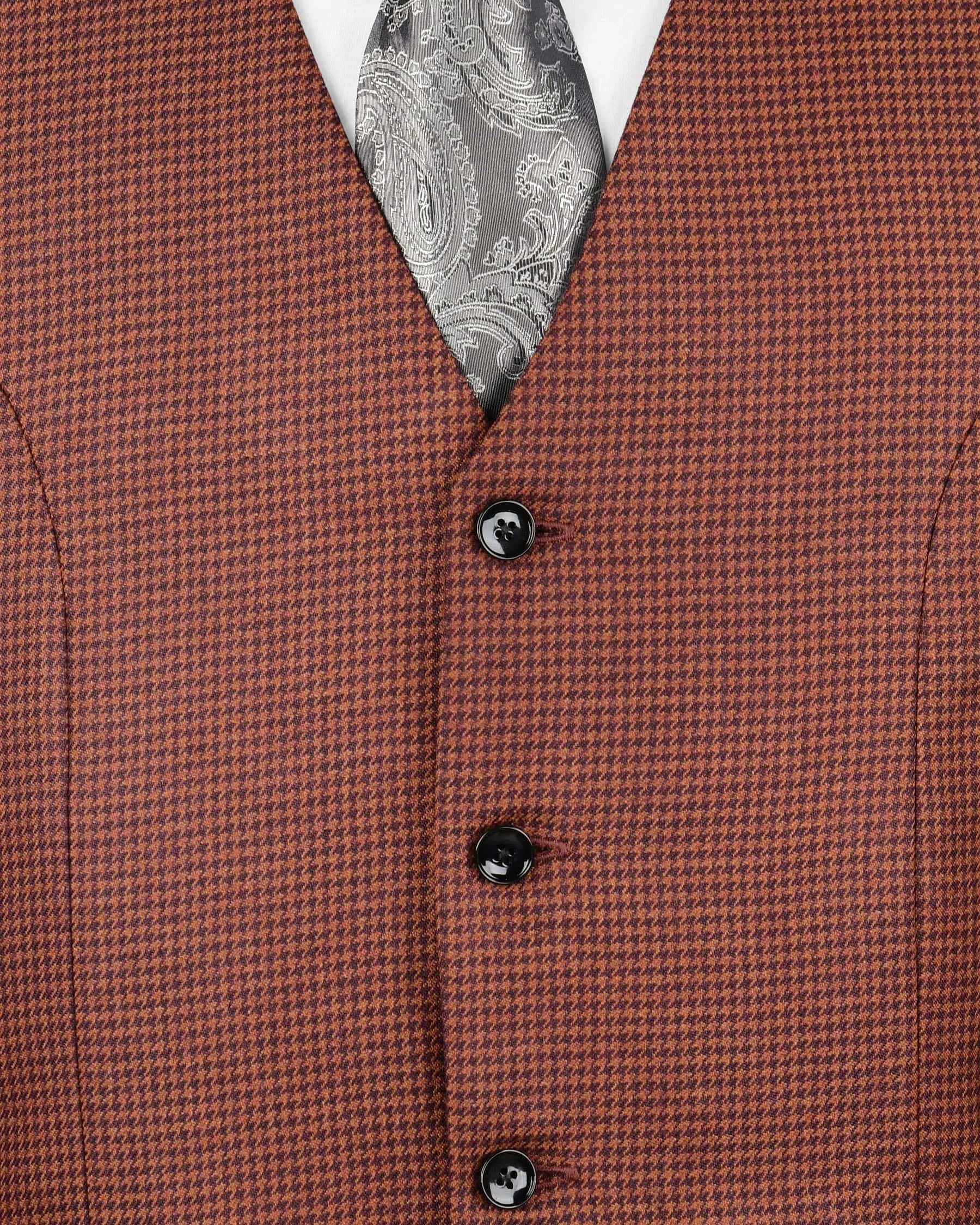 Flame Pea with Purple Houndstooth Textured Waistcoat sold by French Crown product image thumbnail 5