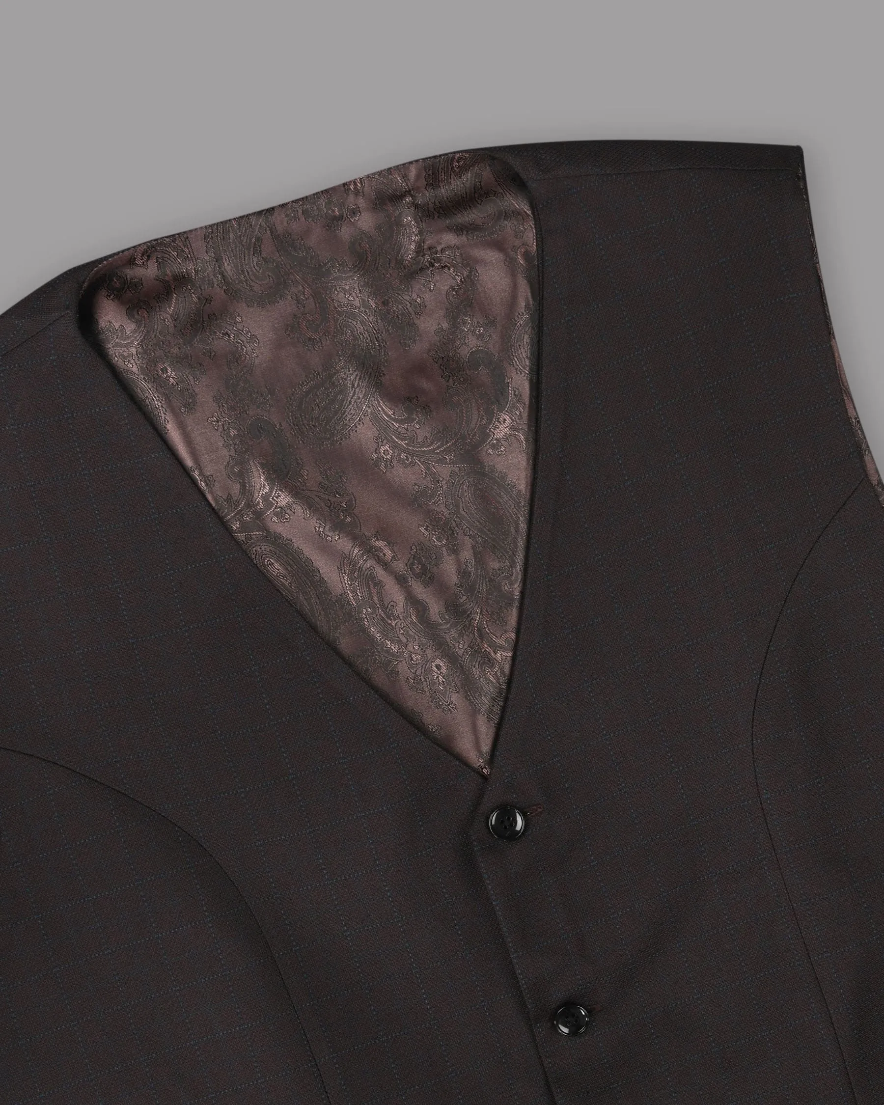 Coffee Brown Subtle Windowpane Waistcoat sold by French Crown product image thumbnail 4