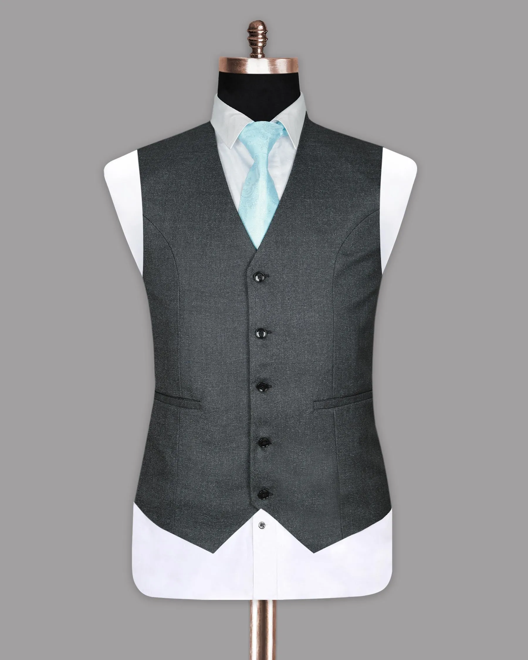 Charcoal Wool-Silk blend Waistcoat sold by French Crown product image thumbnail 2