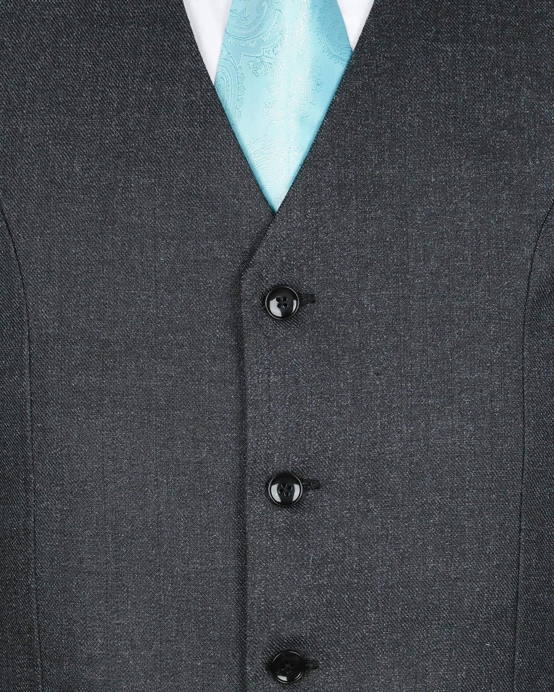 Charcoal Wool-Silk blend Waistcoat sold by French Crown product image thumbnail 5