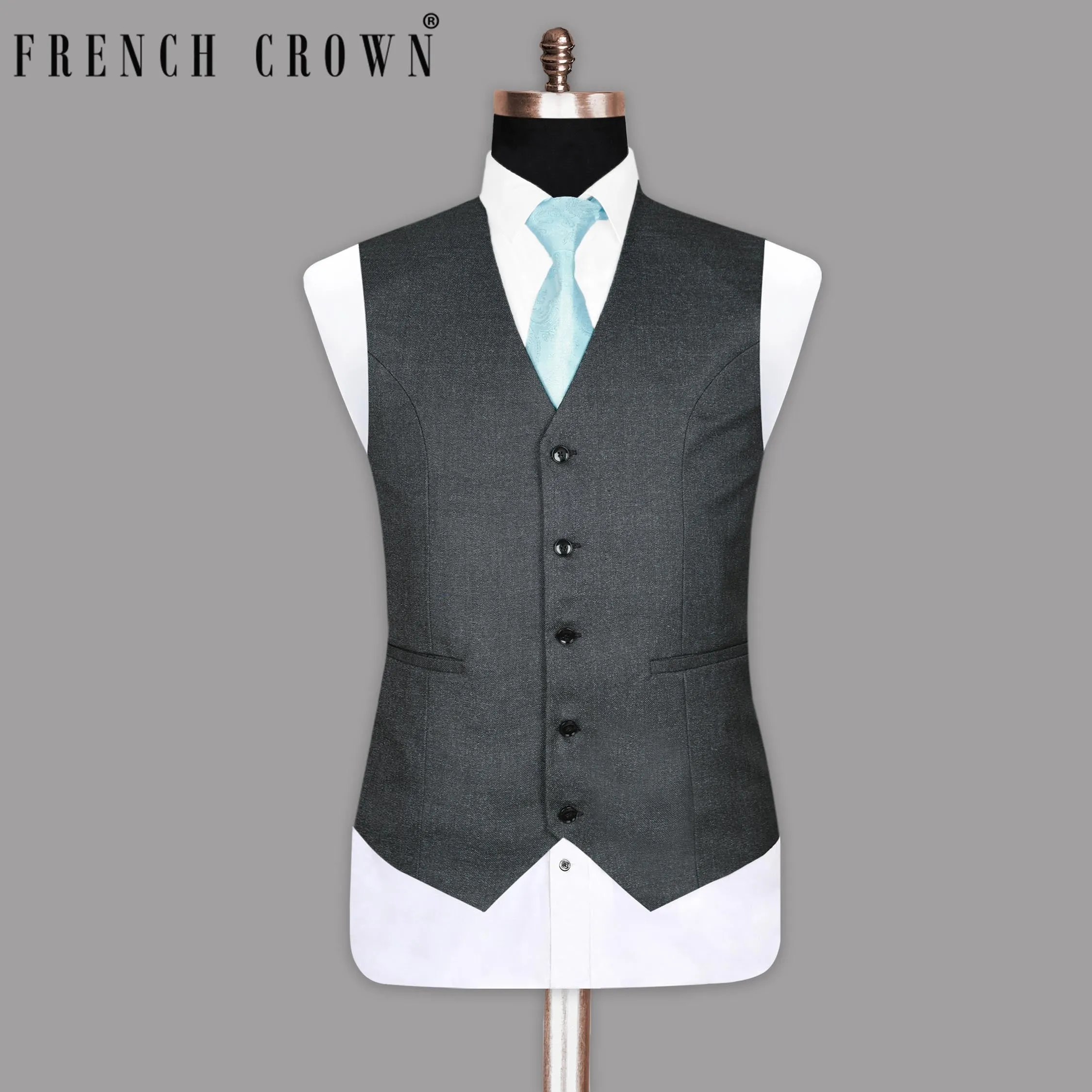 Charcoal Wool-Silk blend Waistcoat sold by French Crown