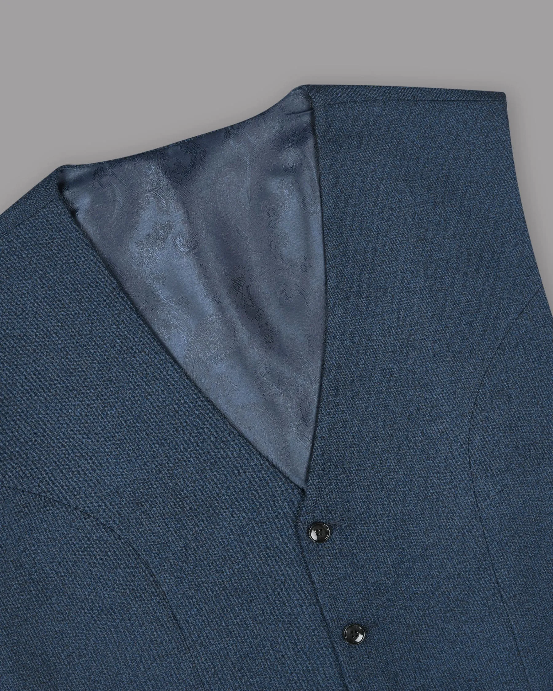 Bunting Blue with Black Textured Waistcoat sold by French Crown product image thumbnail 4