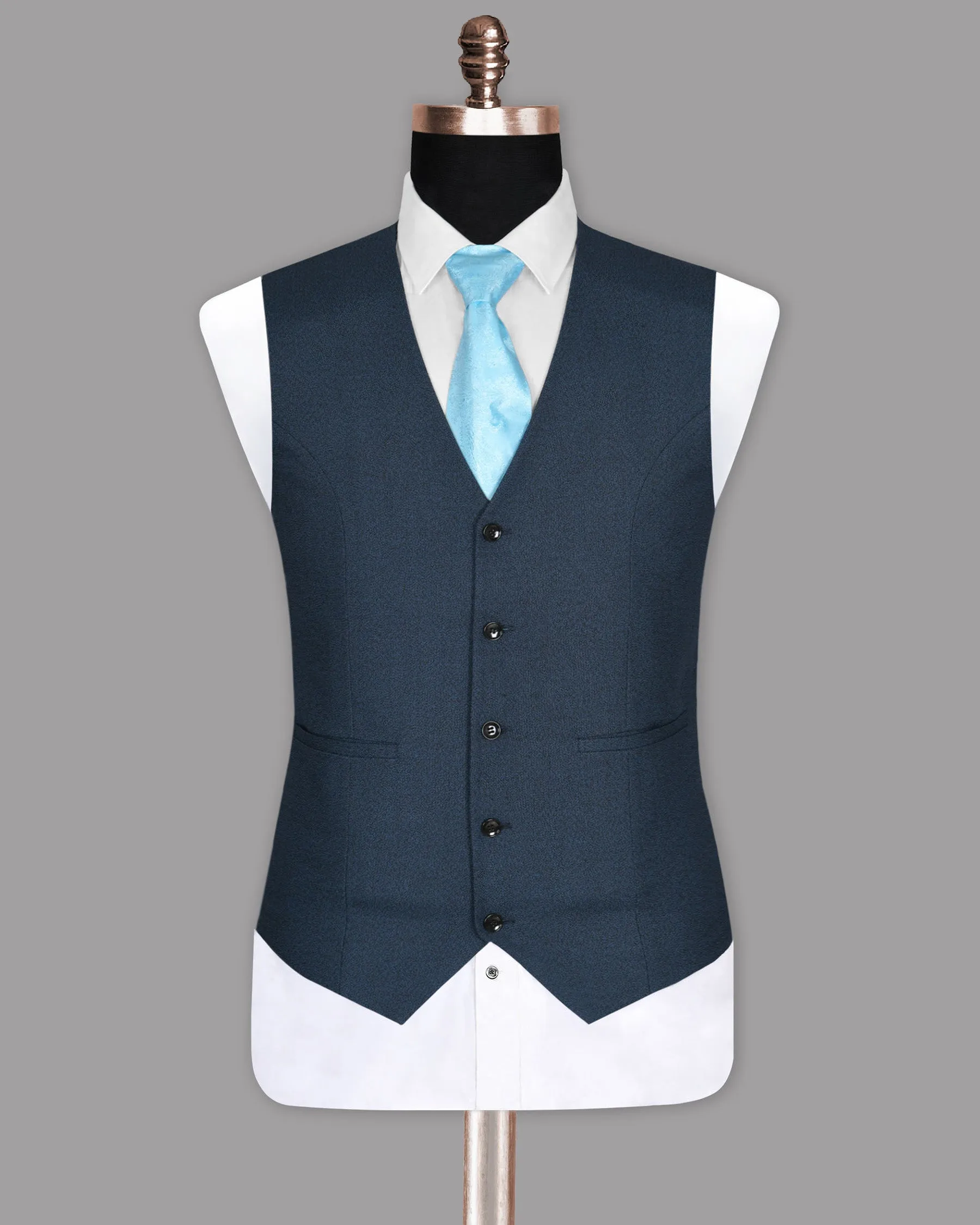 Bunting Blue with Black Textured Waistcoat sold by French Crown product image thumbnail 2