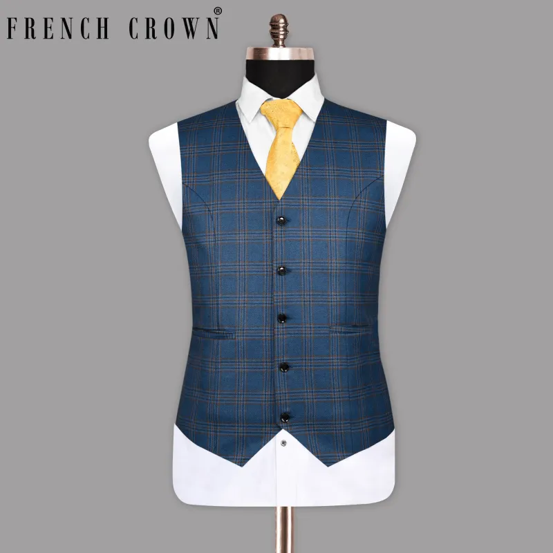 Bismarck Blue Plaid Waistcoat sold by French Crown