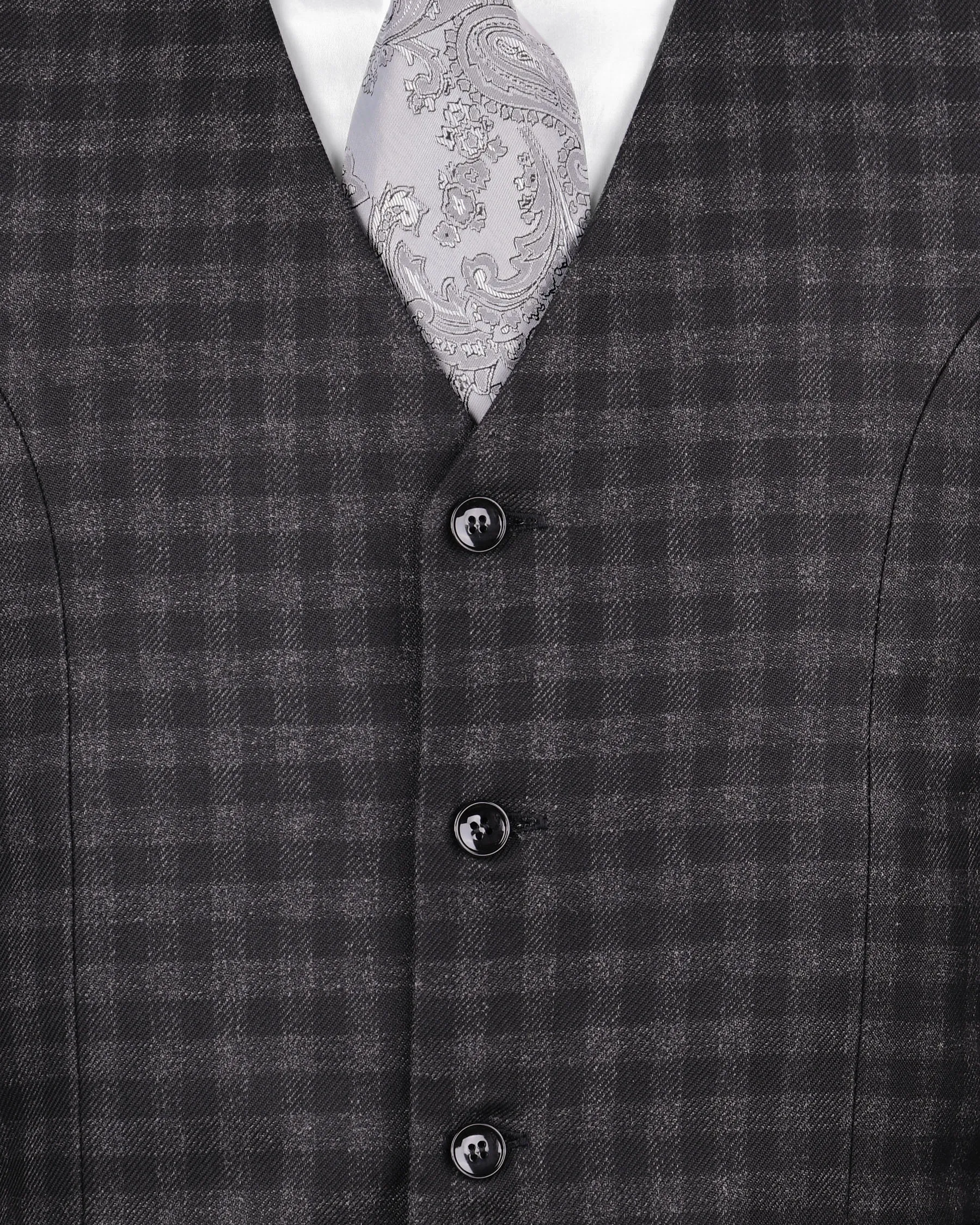 Abbey grey Tonal checked Waistcoat sold by French Crown product image thumbnail 5