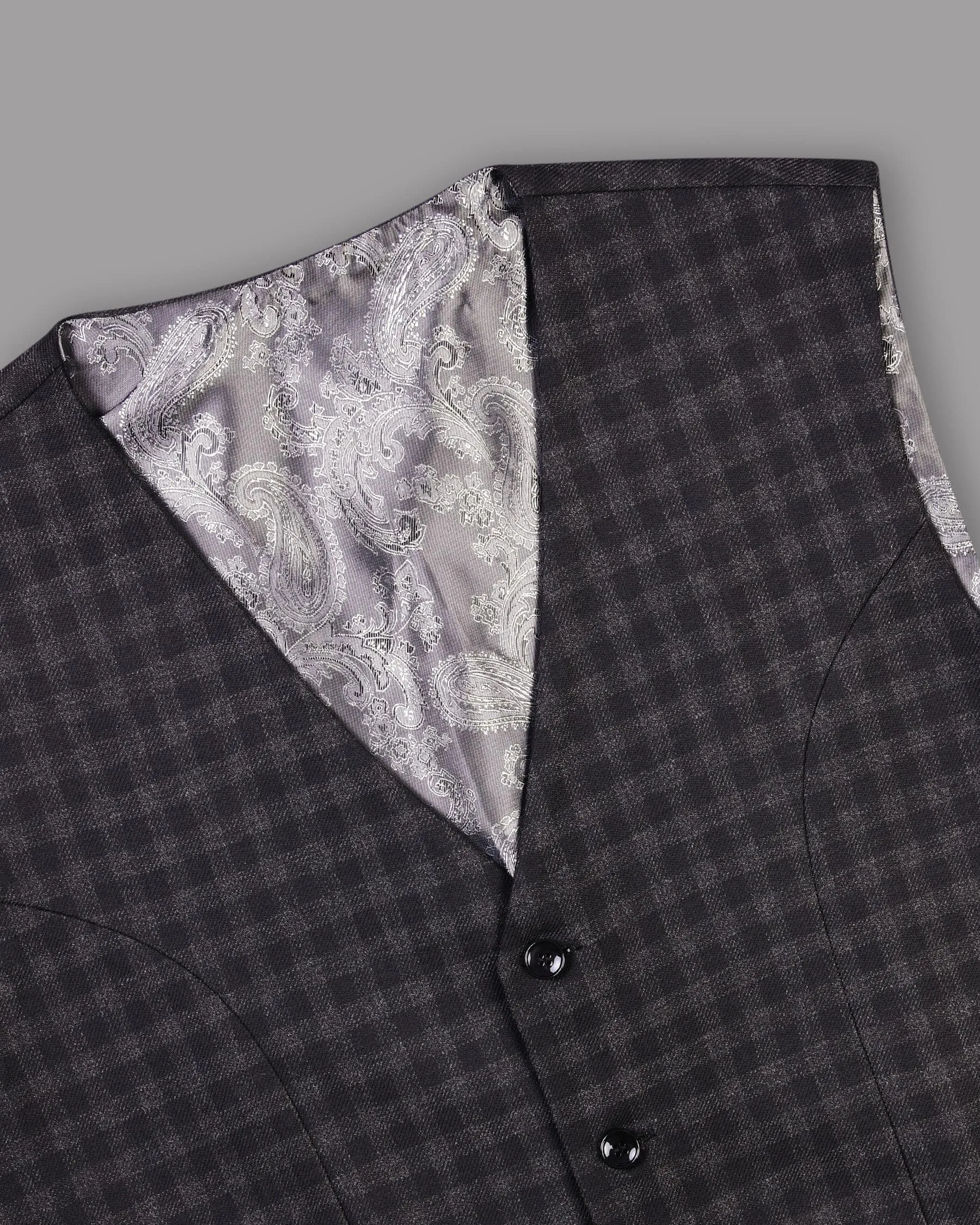 Abbey grey Tonal checked Waistcoat sold by French Crown product image thumbnail 4
