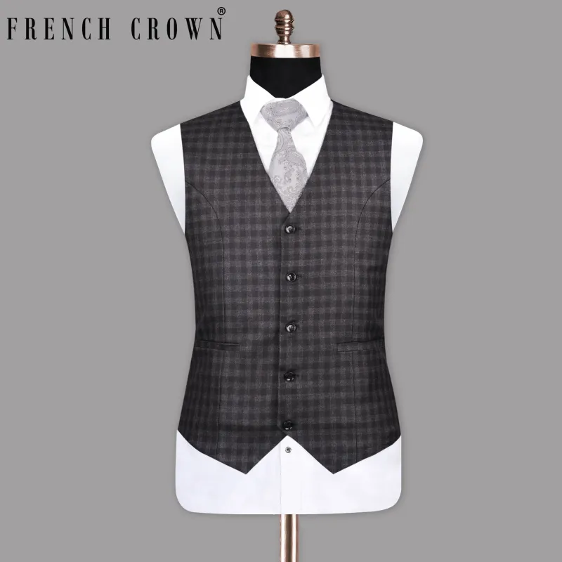 Abbey grey Tonal checked Waistcoat sold by French Crown