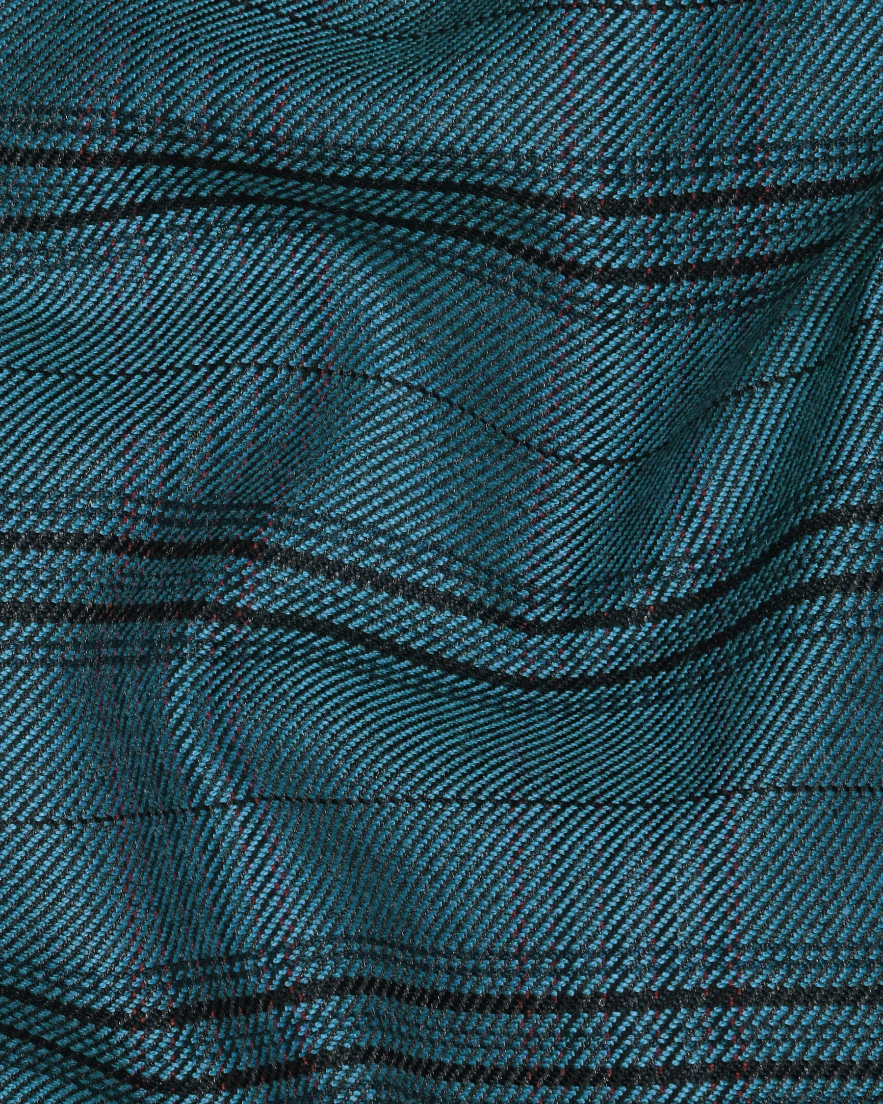 Steel Blue Plaid Twill Wool Blend Waistcoat sold by French Crown product image thumbnail 3