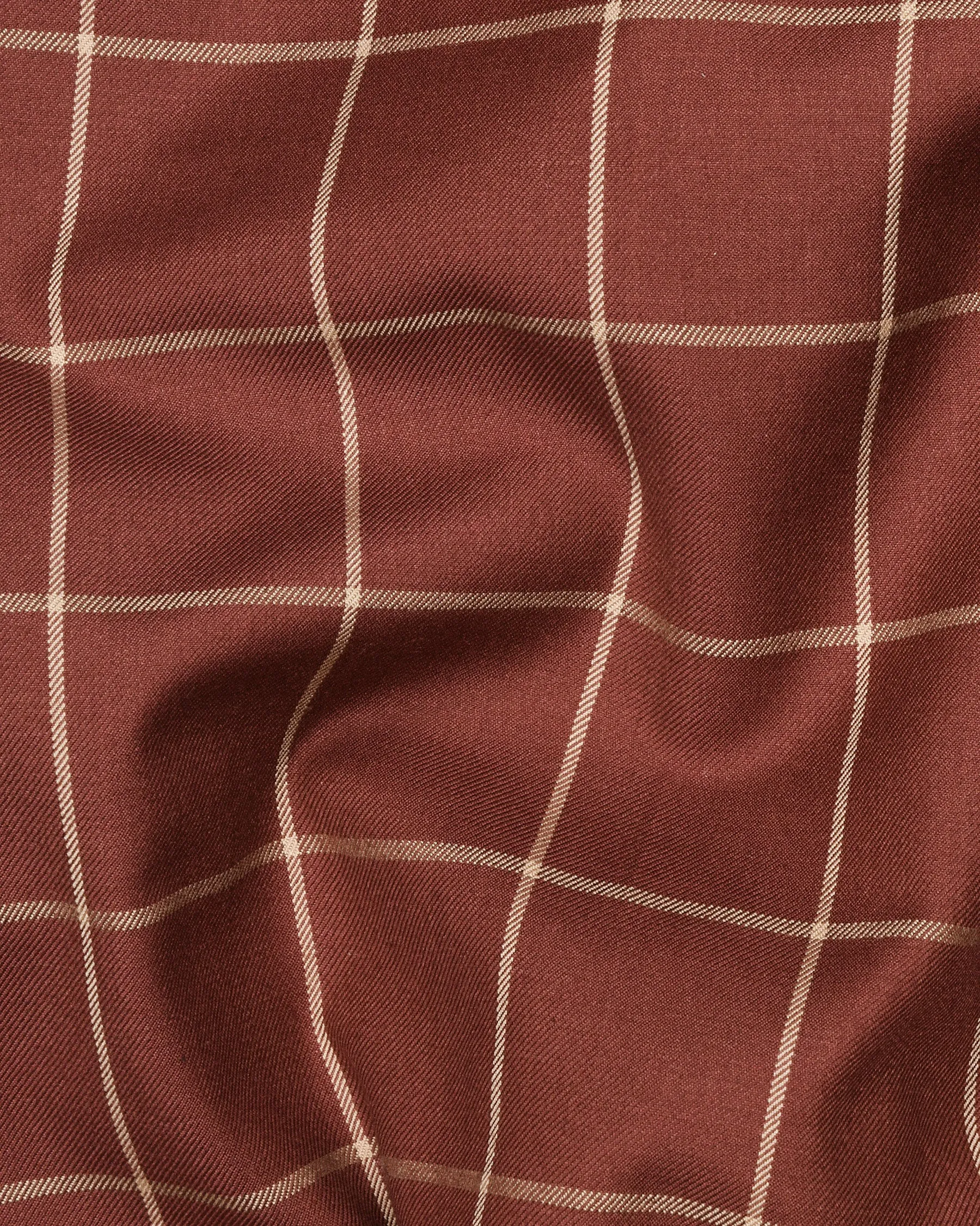 Rust Windowpane Wool Blend Waistcoat sold by French Crown product image thumbnail 3