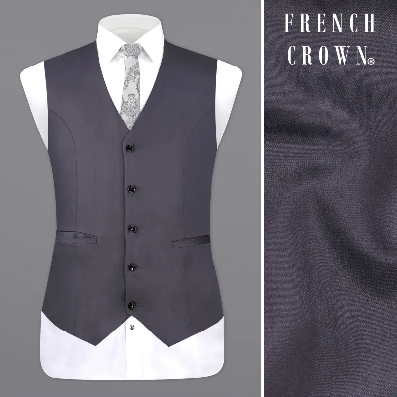 Mid Grey Subtle Sheen Wool Blend Waistcoat sold by French Crown