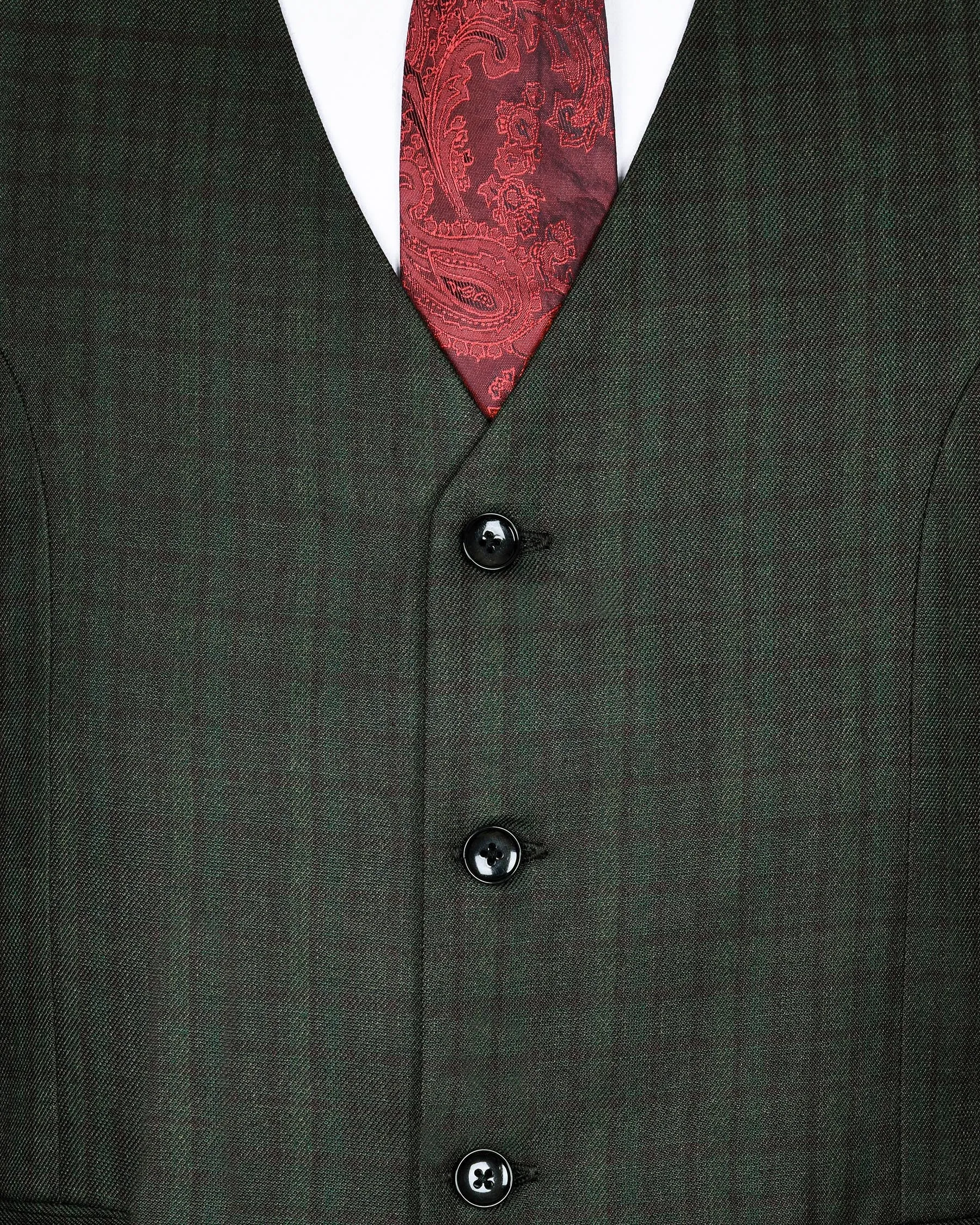 Emerald with Maroon Checked Wool Waistcoat sold by French Crown product image thumbnail 4