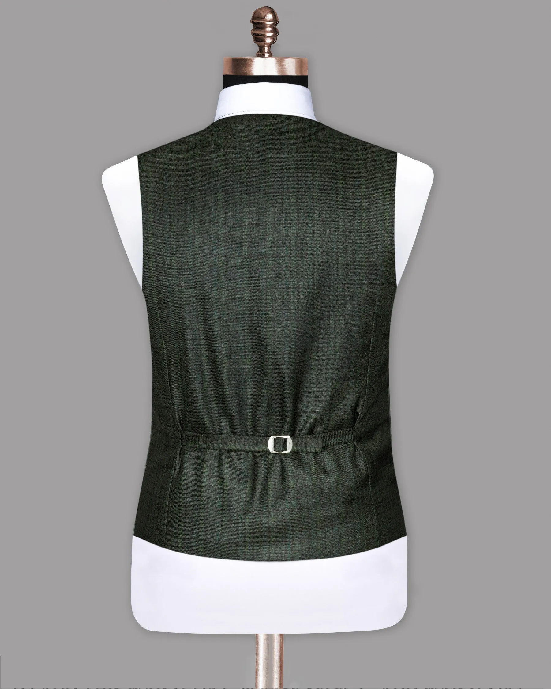 Emerald with Maroon Checked Wool Waistcoat sold by French Crown product image thumbnail 5