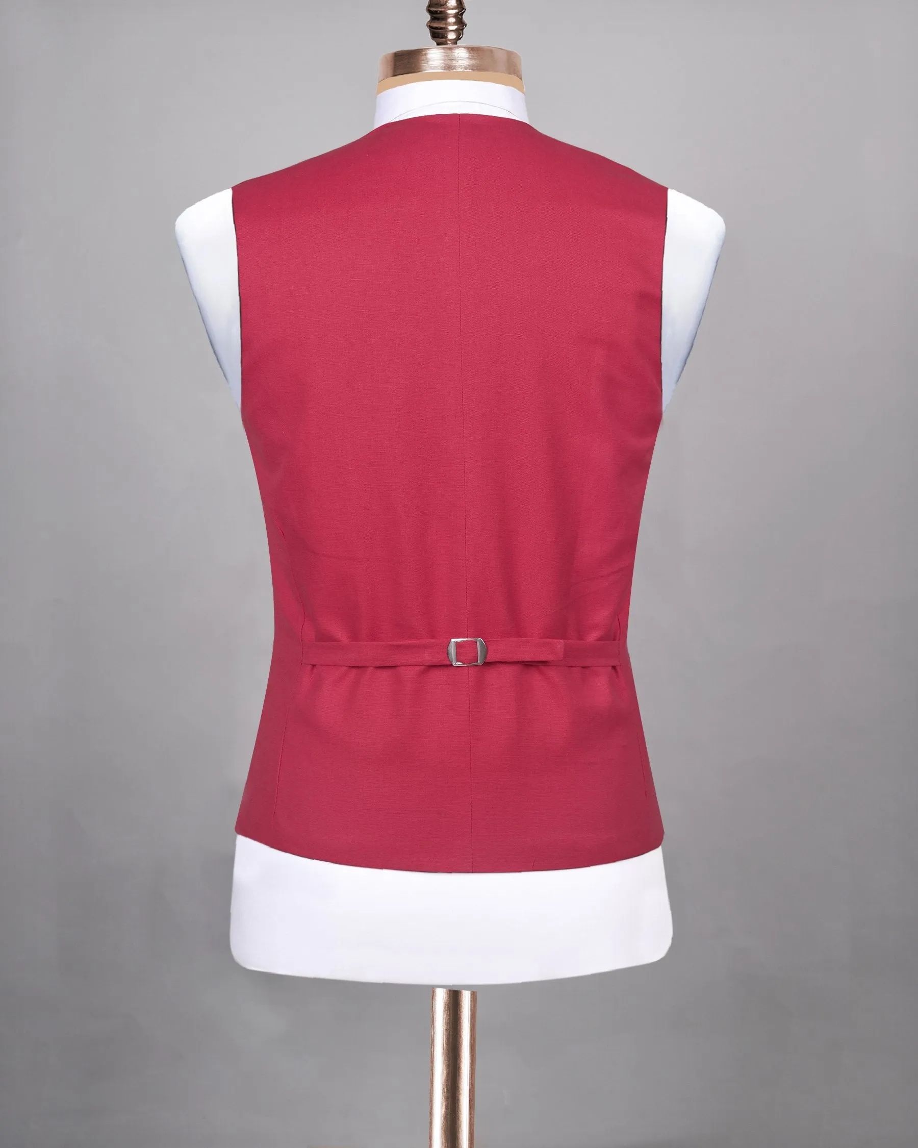 Candy Red Luxurious Linen Waistcoat sold by French Crown product image thumbnail 5