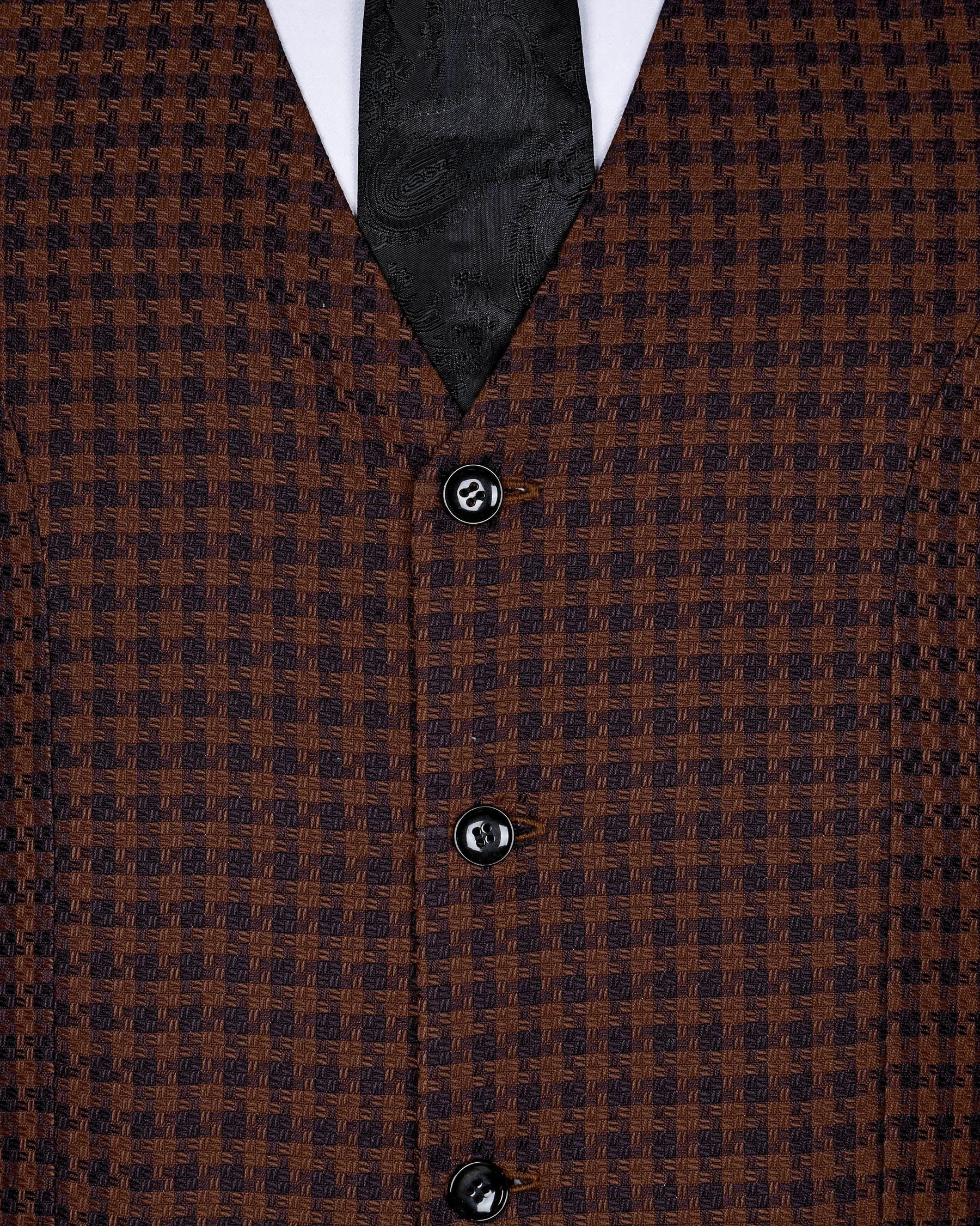 Brown with Navy Tweed Wool Waistcoat sold by French Crown product image thumbnail 4